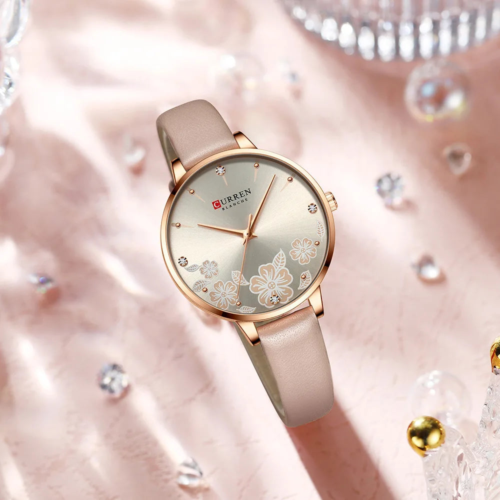 CURREN Top Brand Luxury Ladies Watches Casual Leather Clock Ultra thin Waterproof Quartz Watch Women Fashion Bracelet Wristwatch