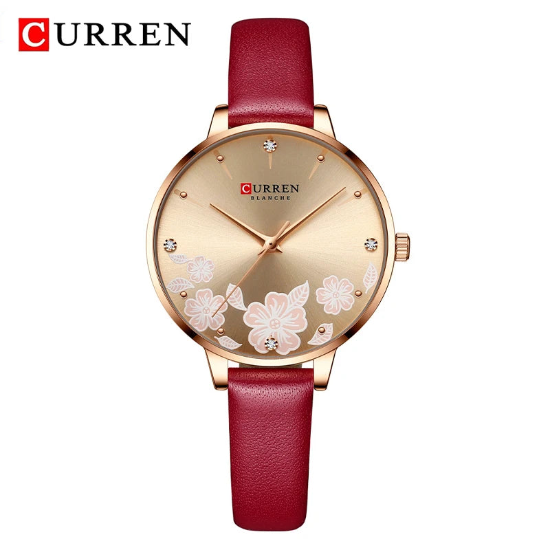 CURREN Top Brand Luxury Ladies Watches Casual Leather Clock Ultra thin Waterproof Quartz Watch Women Fashion Bracelet Wristwatch
