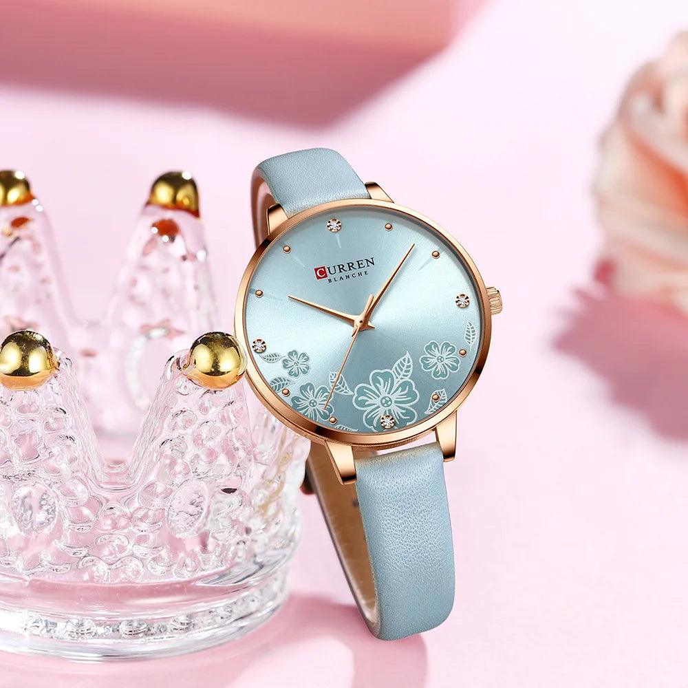 CURREN Top Brand Luxury Ladies Watches Casual Leather Clock Ultra thin Waterproof Quartz Watch Women Fashion Bracelet Wristwatch