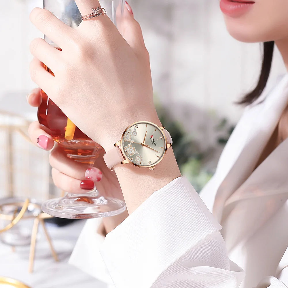 CURREN Top Brand Luxury Ladies Watches Casual Leather Clock Ultra thin Waterproof Quartz Watch Women Fashion Bracelet Wristwatch