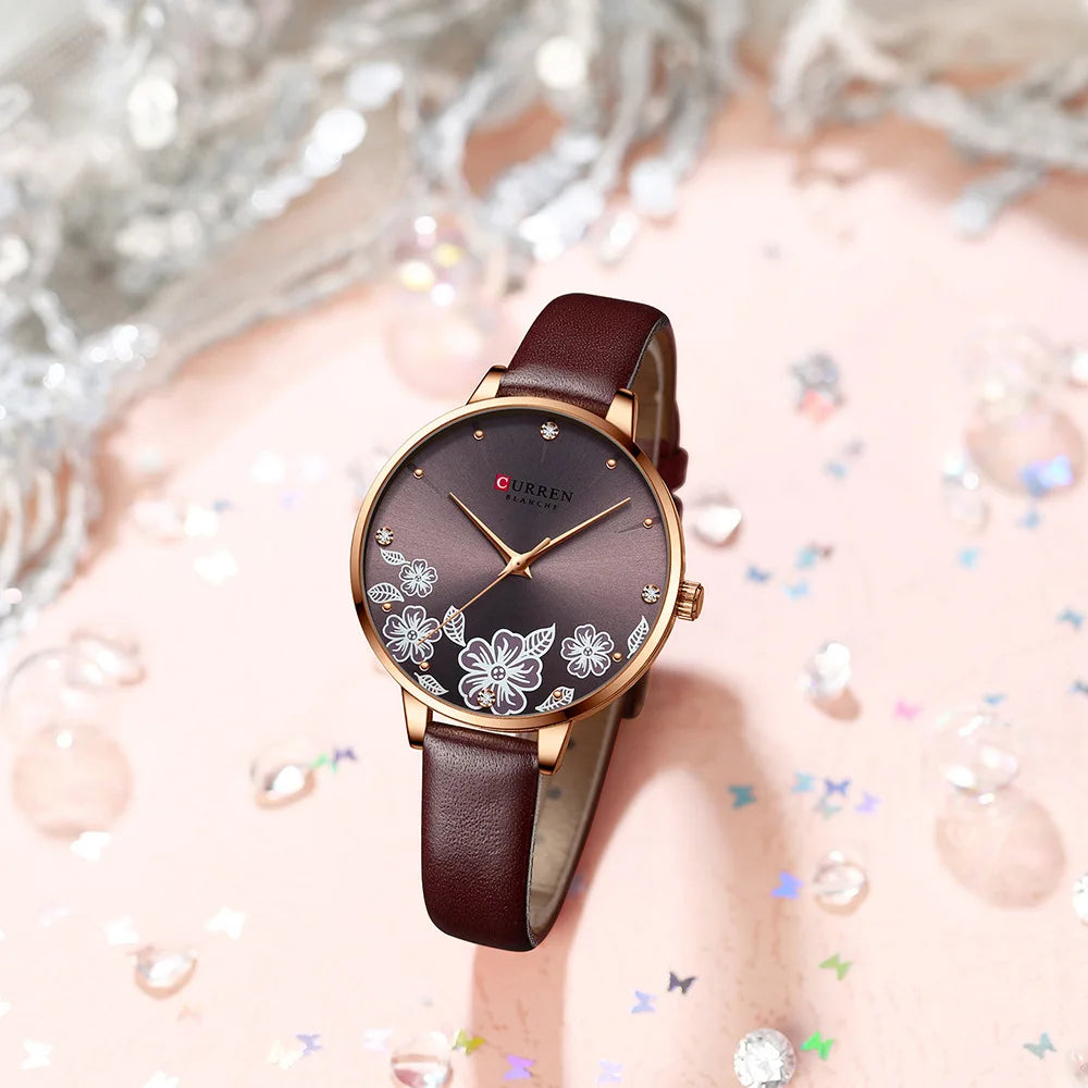 CURREN Top Brand Luxury Ladies Watches Casual Leather Clock Ultra thin Waterproof Quartz Watch Women Fashion Bracelet Wristwatch