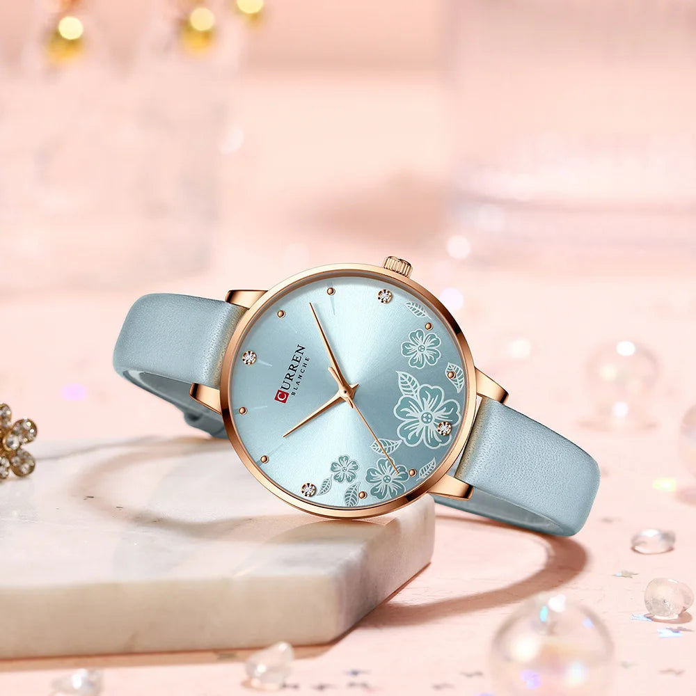 CURREN Top Brand Luxury Ladies Watches Casual Leather Clock Ultra thin Waterproof Quartz Watch Women Fashion Bracelet Wristwatch