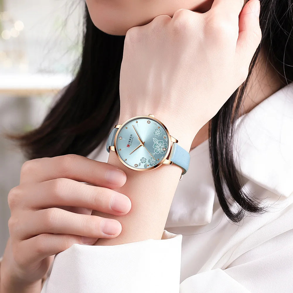 CURREN Top Brand Luxury Ladies Watches Casual Leather Clock Ultra thin Waterproof Quartz Watch Women Fashion Bracelet Wristwatch