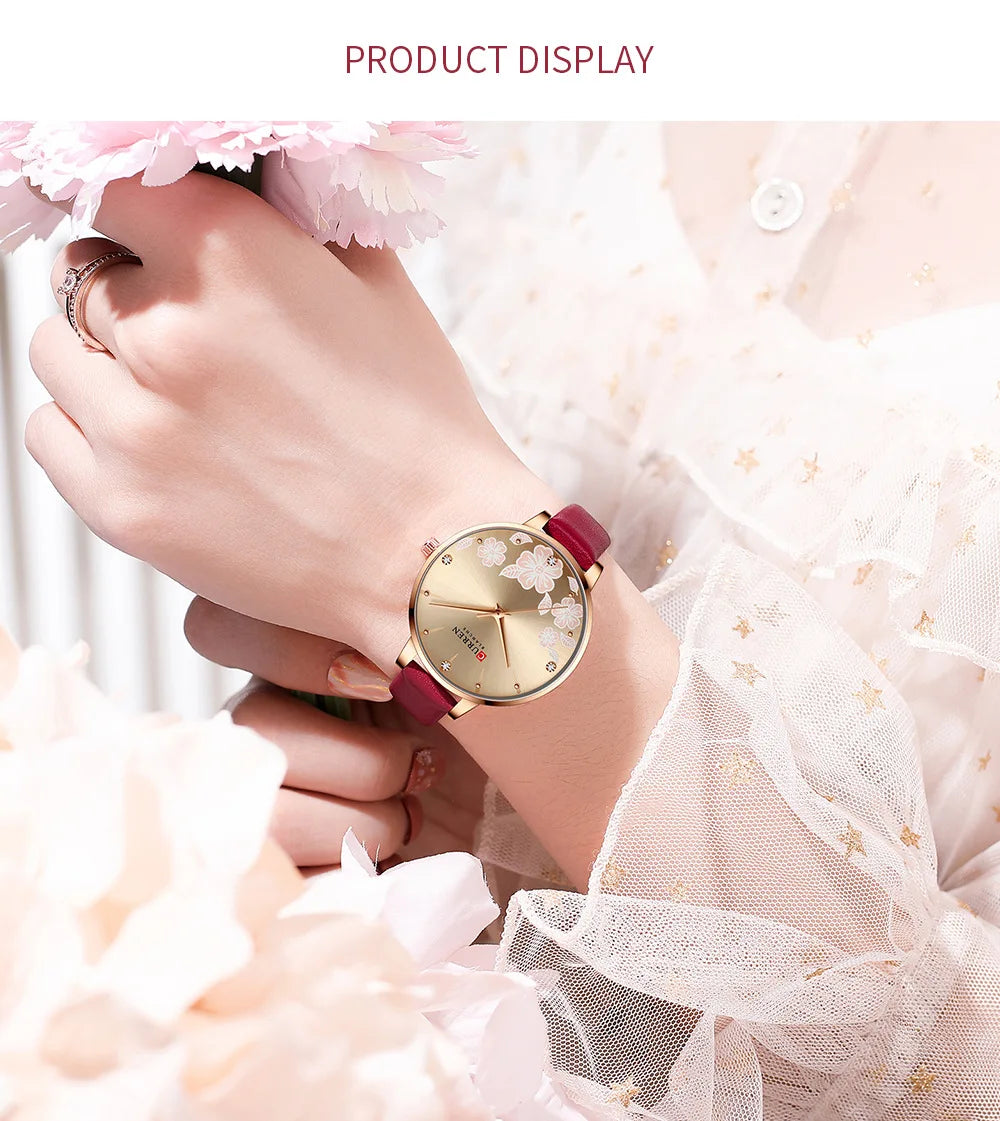 CURREN Top Brand Luxury Ladies Watches Casual Leather Clock Ultra thin Waterproof Quartz Watch Women Fashion Bracelet Wristwatch