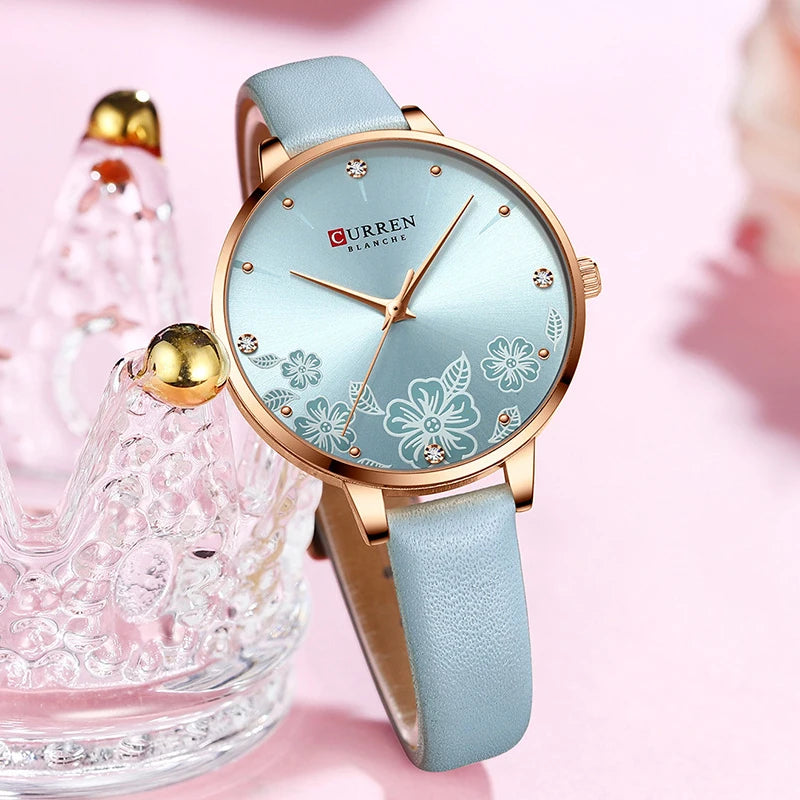 CURREN Top Brand Luxury Ladies Watches Casual Leather Clock Ultra thin Waterproof Quartz Watch Women Fashion Bracelet Wristwatch