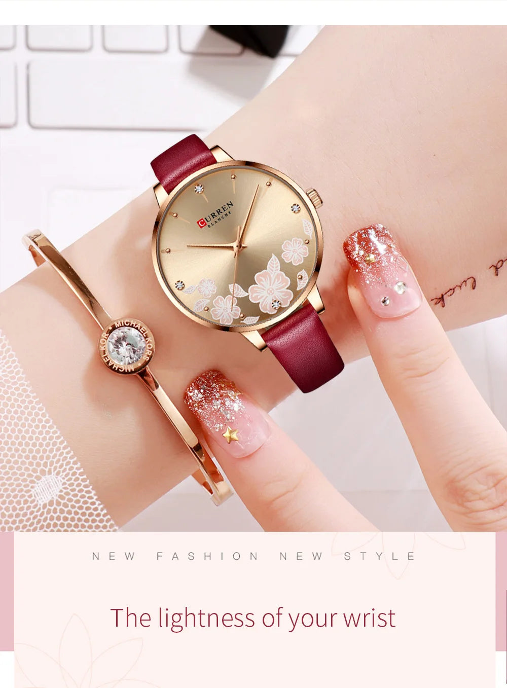 CURREN Top Brand Luxury Ladies Watches Casual Leather Clock Ultra thin Waterproof Quartz Watch Women Fashion Bracelet Wristwatch