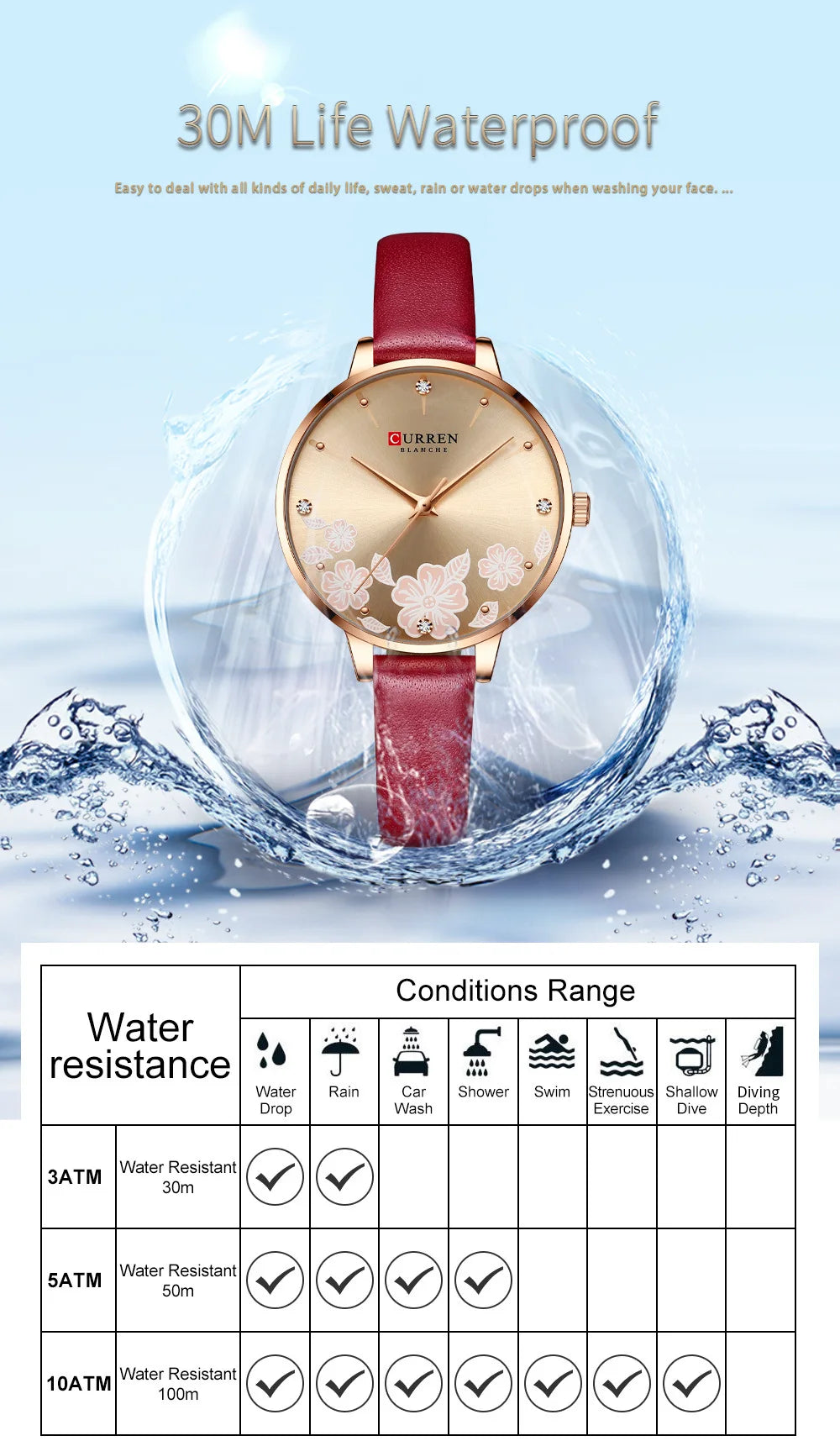 CURREN Top Brand Luxury Ladies Watches Casual Leather Clock Ultra thin Waterproof Quartz Watch Women Fashion Bracelet Wristwatch