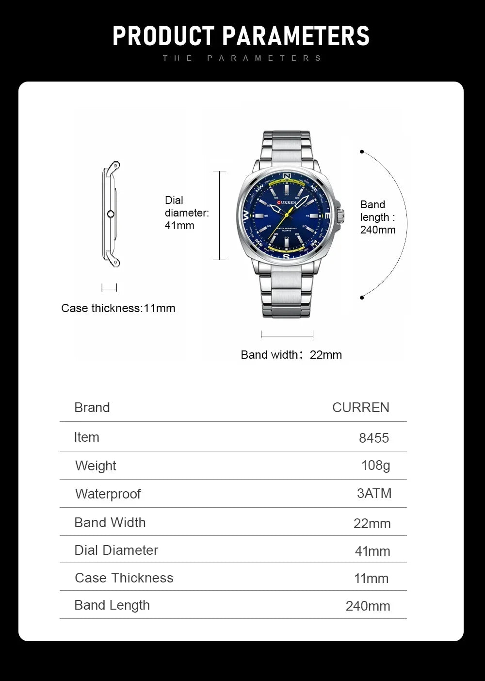 CURREN New Watches for Men Top Brand Luxury Fashion Business Quartz Men’s Wristwatch Stainless Steel Waterproof Sports Clock