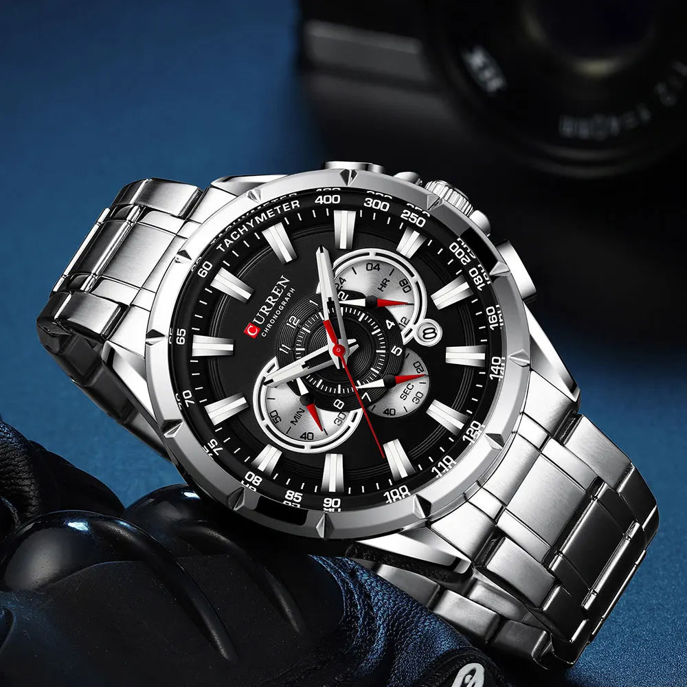 Curren 8363 Men Watch Business Casual Fashion Wristwatch 6-Hand Chronograph Quartz Luxury Relogio Masculino