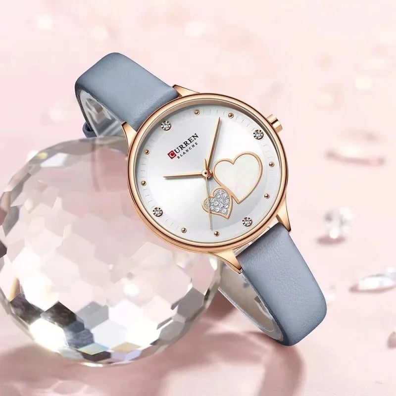 Curren 9077 watches for woman Top Brand Luxury Female Waterproof Clock Leather Bracelet Love Ladies Wristwatch reloj mujer