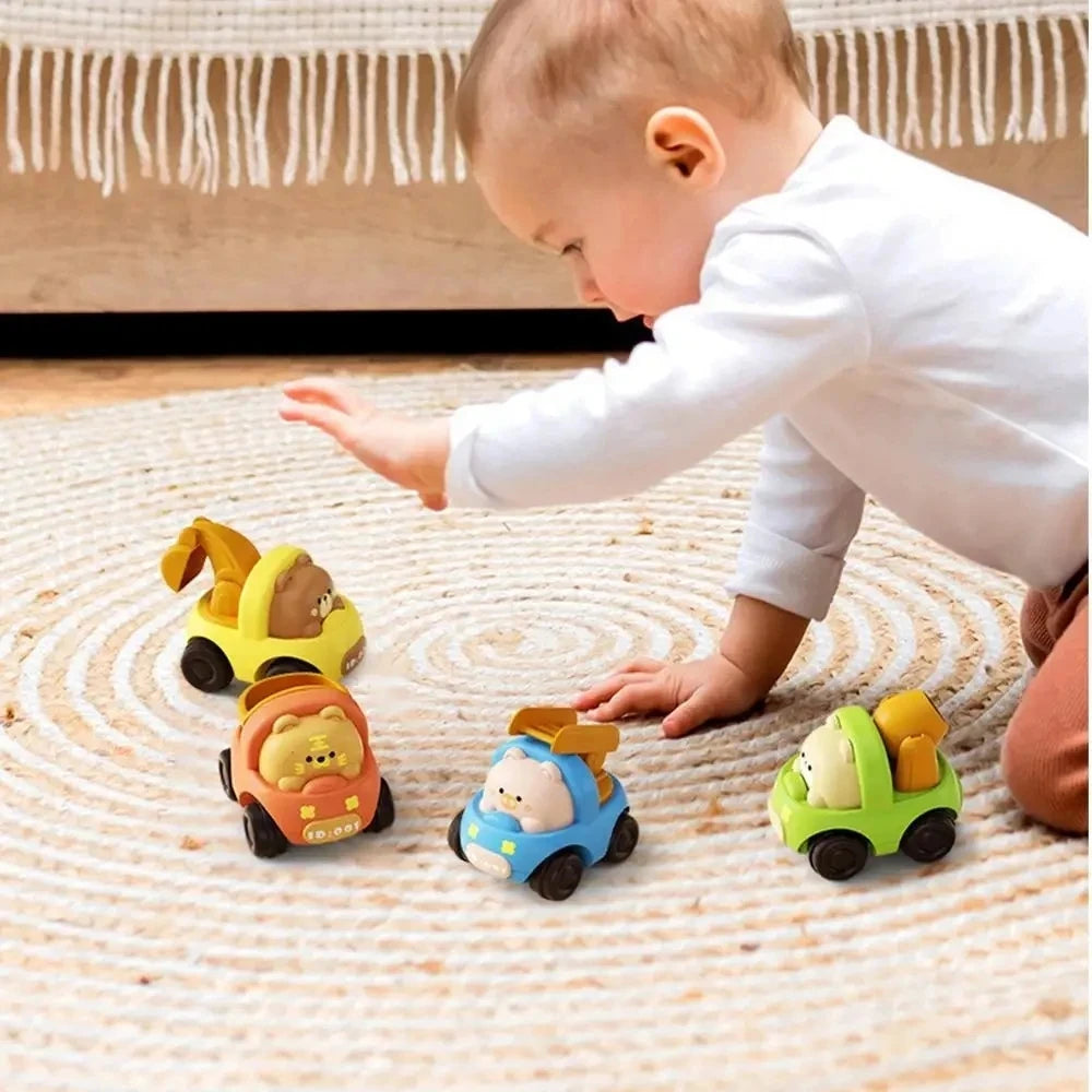 Baby Animal Car Toys Toddler Press and Go Cars Pull Back Car Light Up Toys Wind-up Cars for Kids 1 2 Year Old Boy Birthday Gifts