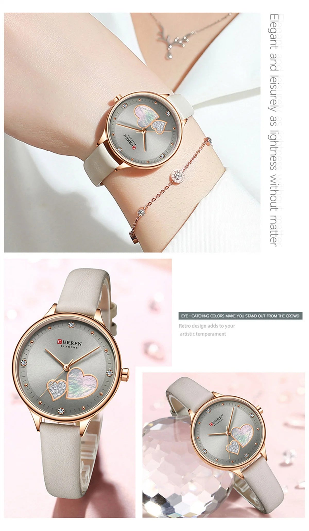 Curren 9077 watches for woman Top Brand Luxury Female Waterproof Clock Leather Bracelet Love Ladies Wristwatch reloj mujer