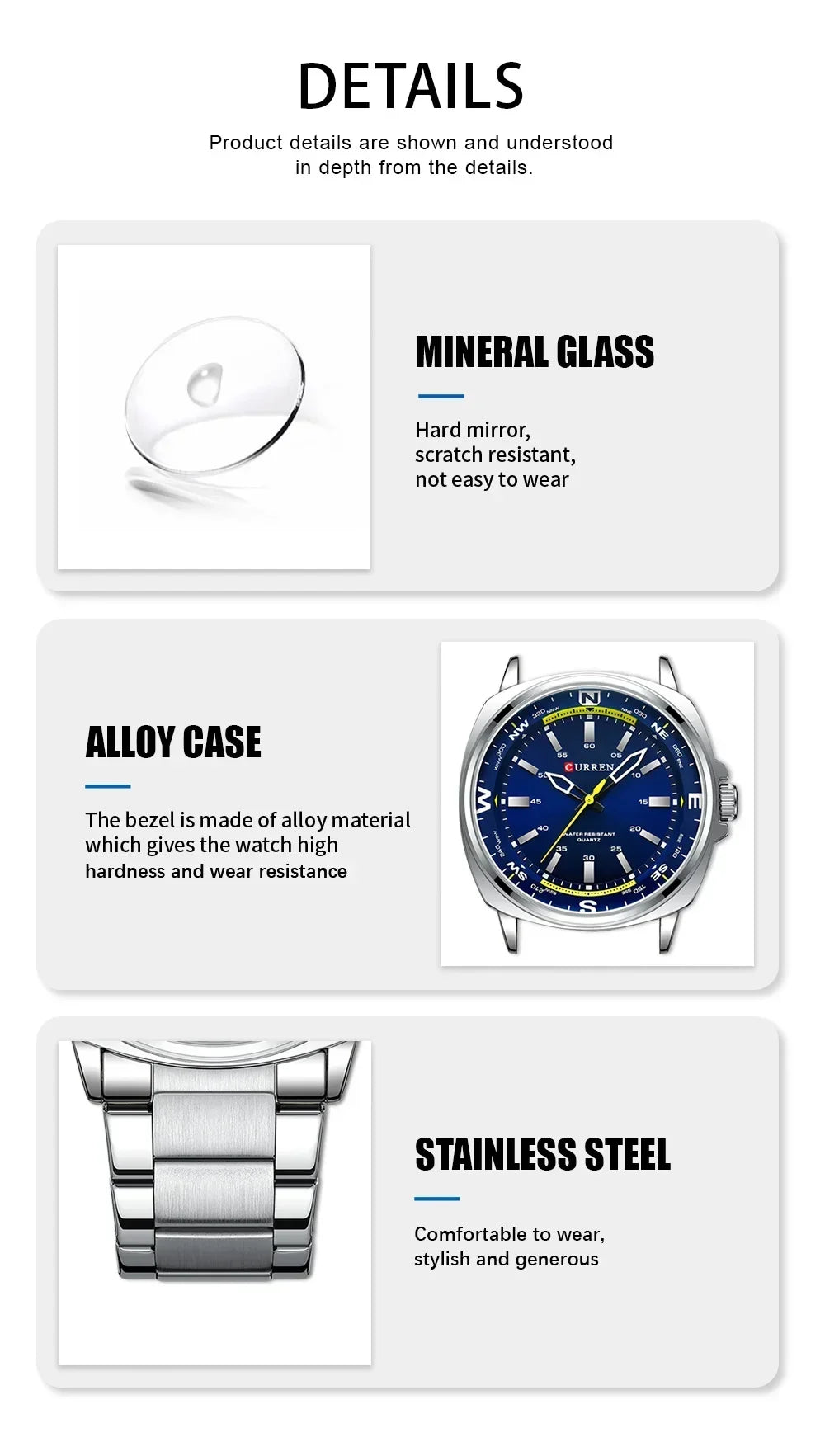 CURREN New Watches for Men Top Brand Luxury Fashion Business Quartz Men’s Wristwatch Stainless Steel Waterproof Sports Clock