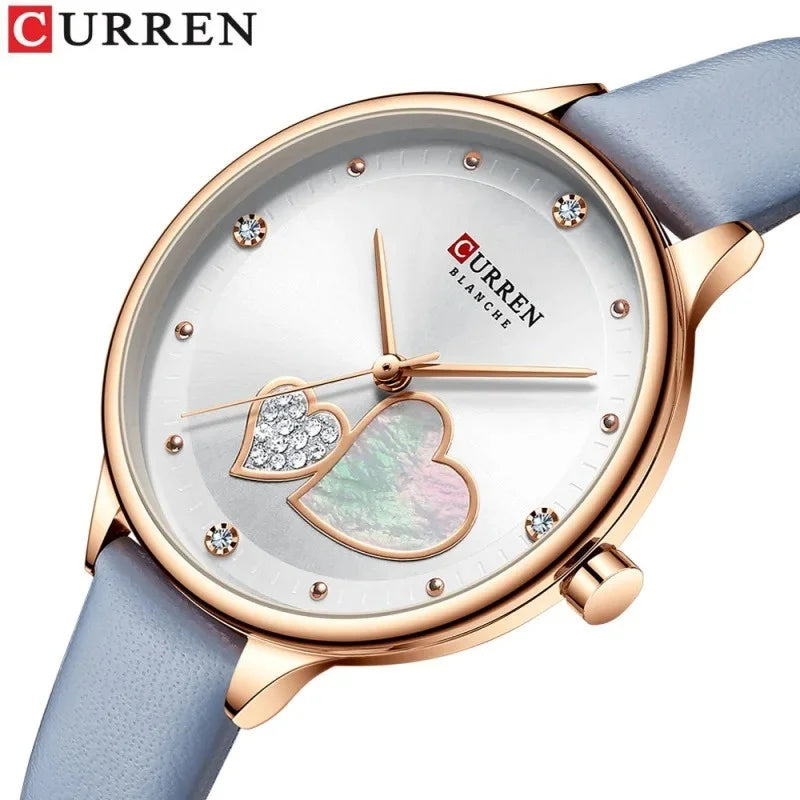 Curren 9077 watches for woman Top Brand Luxury Female Waterproof Clock Leather Bracelet Love Ladies Wristwatch reloj mujer