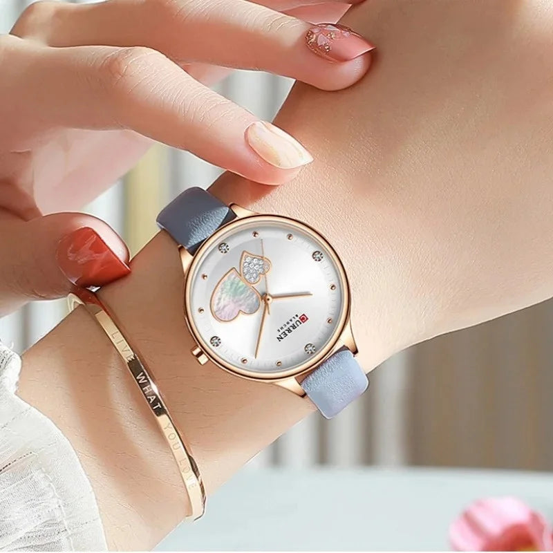 Curren 9077 watches for woman Top Brand Luxury Female Waterproof Clock Leather Bracelet Love Ladies Wristwatch reloj mujer