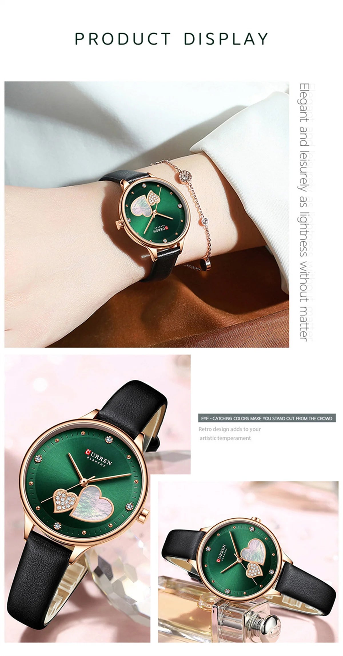 Curren 9077 watches for woman Top Brand Luxury Female Waterproof Clock Leather Bracelet Love Ladies Wristwatch reloj mujer