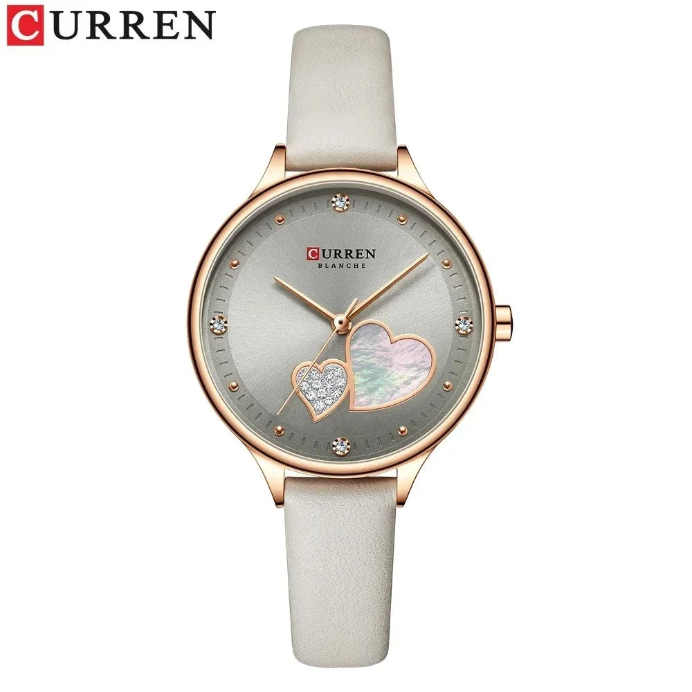 Curren 9077 watches for woman Top Brand Luxury Female Waterproof Clock Leather Bracelet Love Ladies Wristwatch reloj mujer