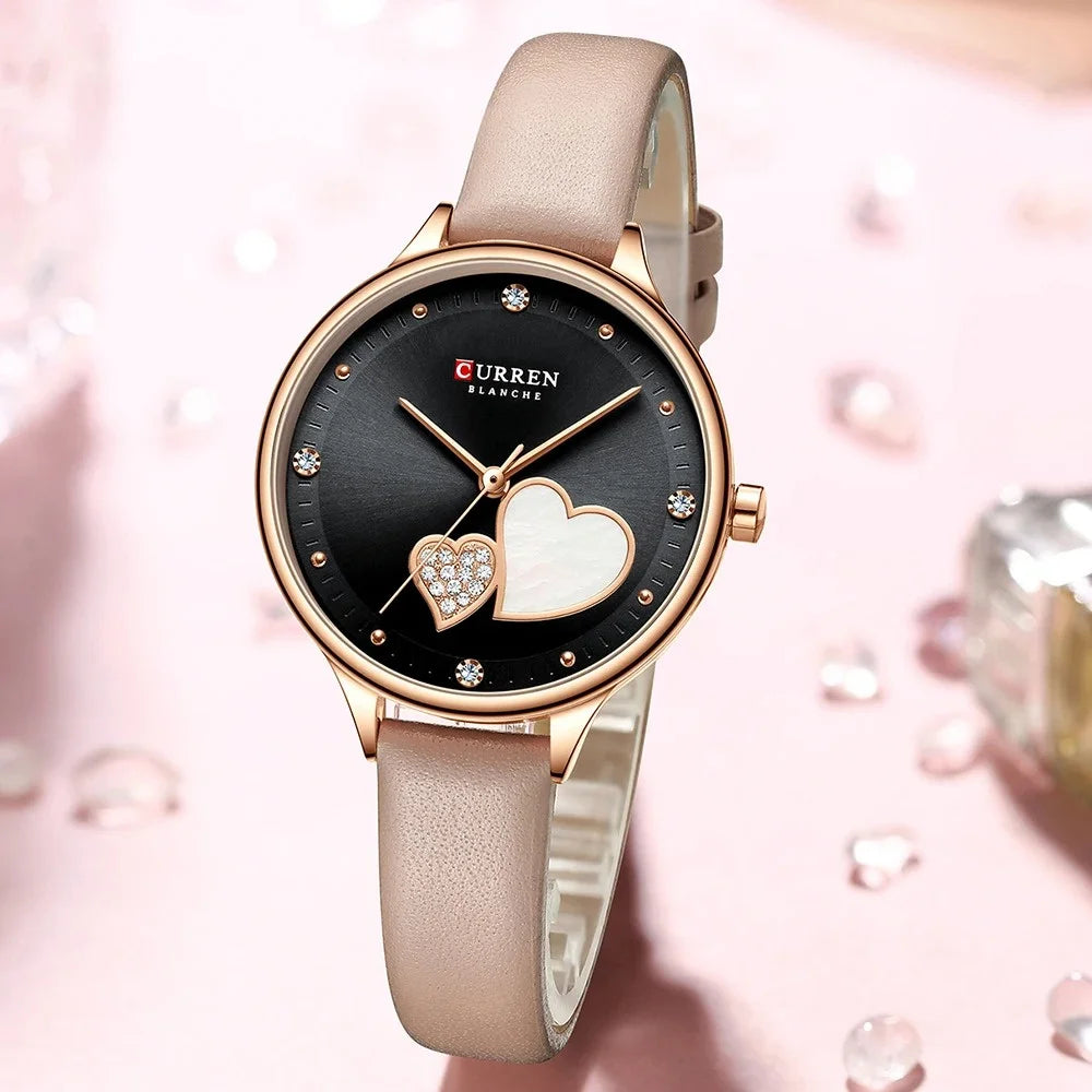 Curren 9077 watches for woman Top Brand Luxury Female Waterproof Clock Leather Bracelet Love Ladies Wristwatch reloj mujer