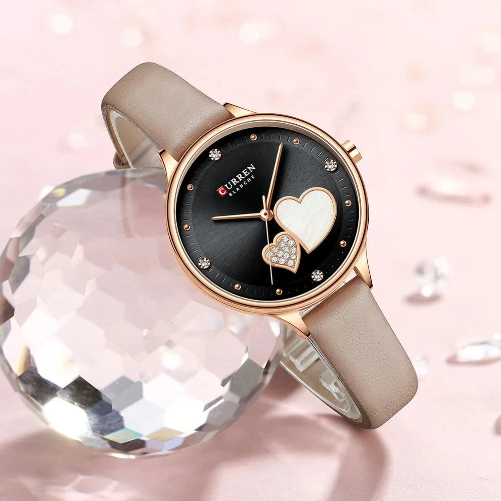 Curren 9077 watches for woman Top Brand Luxury Female Waterproof Clock Leather Bracelet Love Ladies Wristwatch reloj mujer