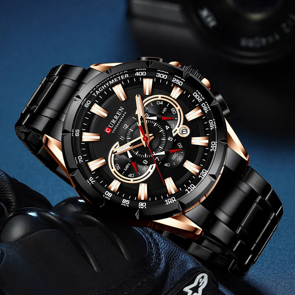 Curren 8363 Men Watch Business Casual Fashion Wristwatch 6-Hand Chronograph Quartz Luxury Relogio Masculino