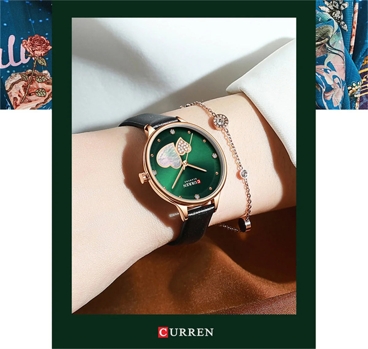 Curren 9077 watches for woman Top Brand Luxury Female Waterproof Clock Leather Bracelet Love Ladies Wristwatch reloj mujer