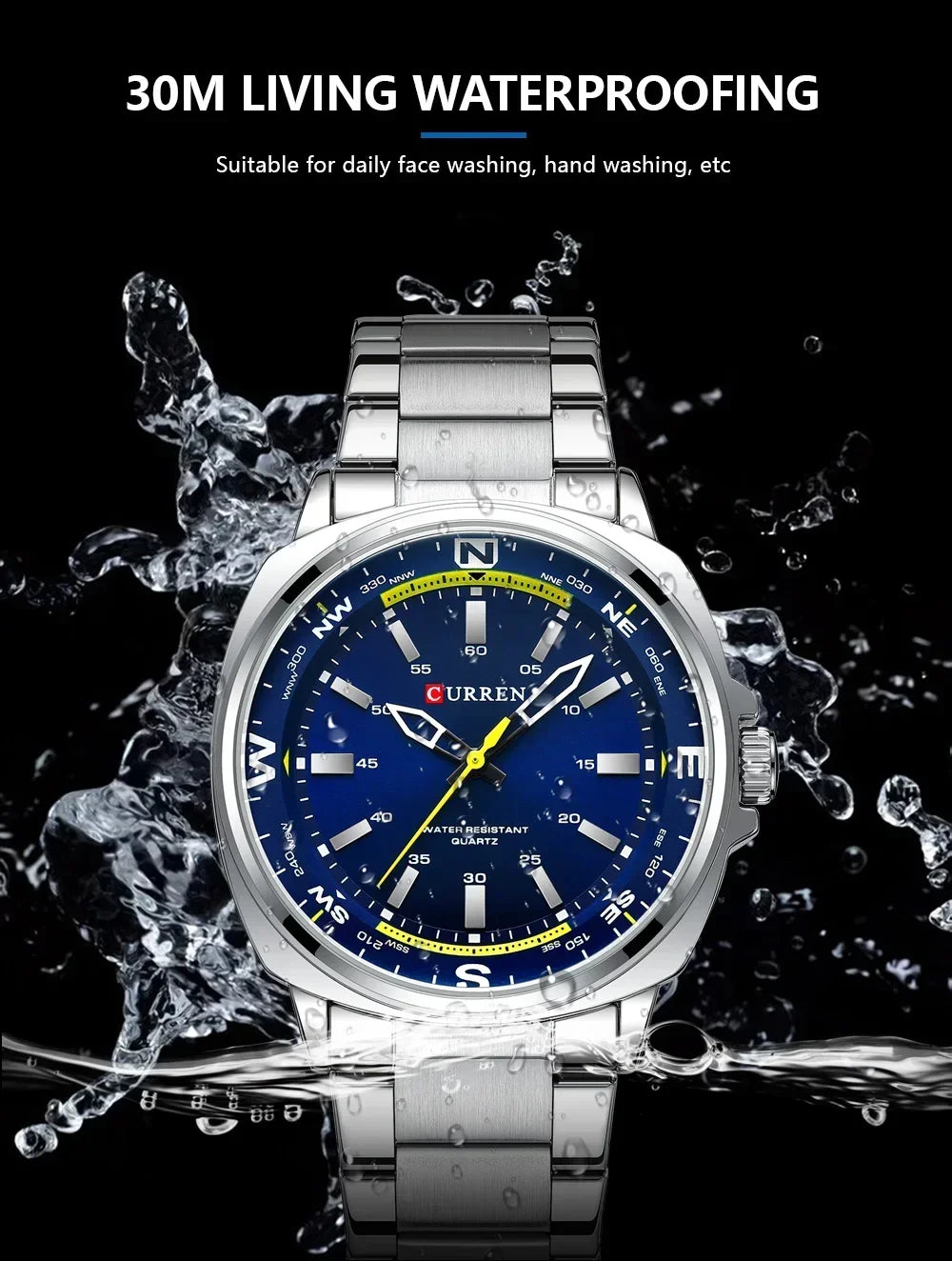 CURREN New Watches for Men Top Brand Luxury Fashion Business Quartz Men’s Wristwatch Stainless Steel Waterproof Sports Clock