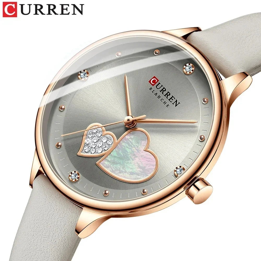 Curren 9077 watches for woman Top Brand Luxury Female Waterproof Clock Leather Bracelet Love Ladies Wristwatch reloj mujer