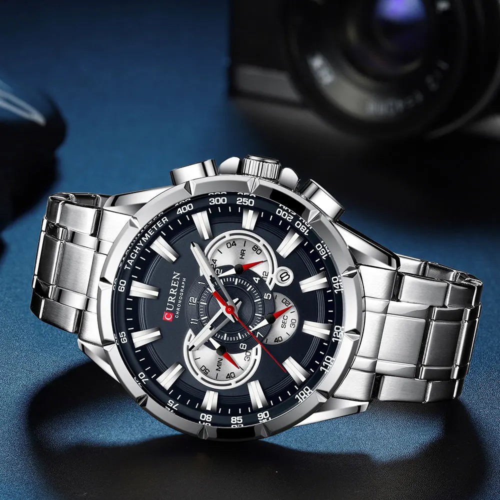 Curren 8363 Men Watch Business Casual Fashion Wristwatch 6-Hand Chronograph Quartz Luxury Relogio Masculino
