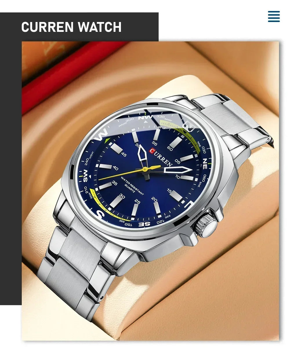 CURREN New Watches for Men Top Brand Luxury Fashion Business Quartz Men’s Wristwatch Stainless Steel Waterproof Sports Clock
