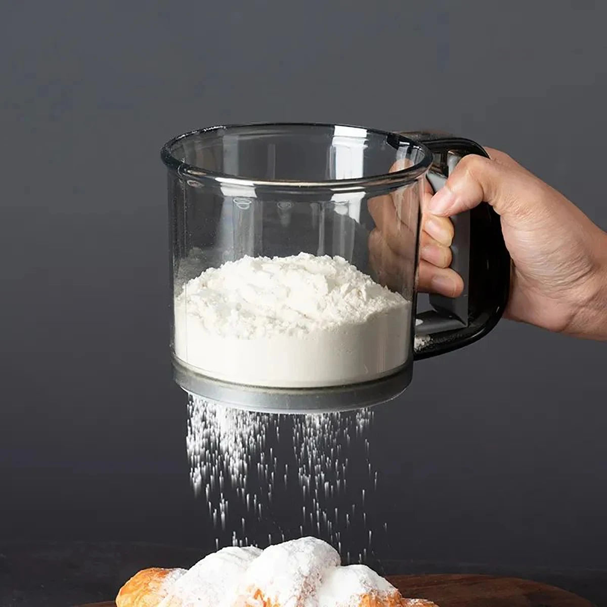 Kitchen Baking Cake Flour Sieve 40 Mesh Semi-automatic Filter Sieve Flour Sieve With Capacity Scale