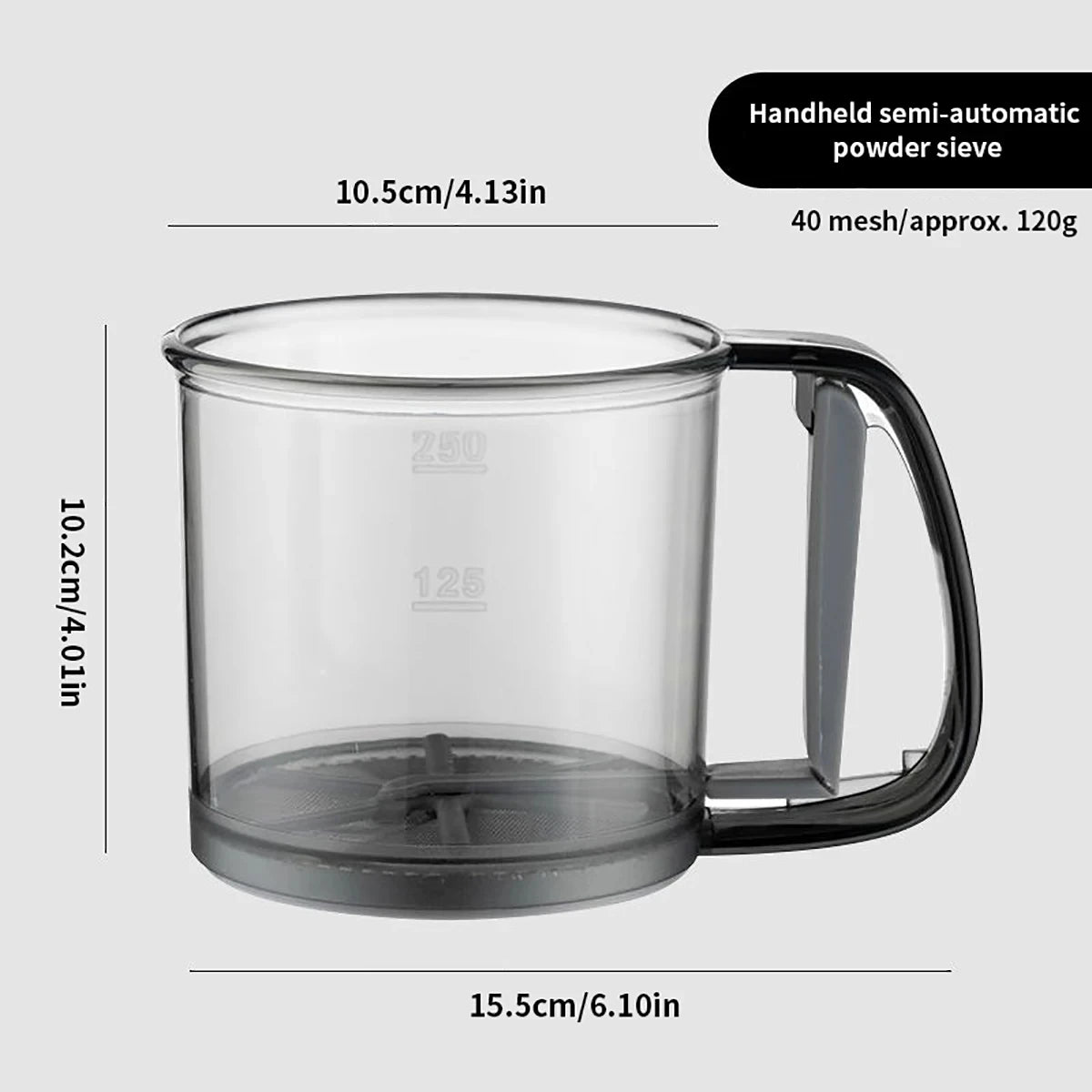 Kitchen Baking Cake Flour Sieve 40 Mesh Semi-automatic Filter Sieve Flour Sieve With Capacity Scale