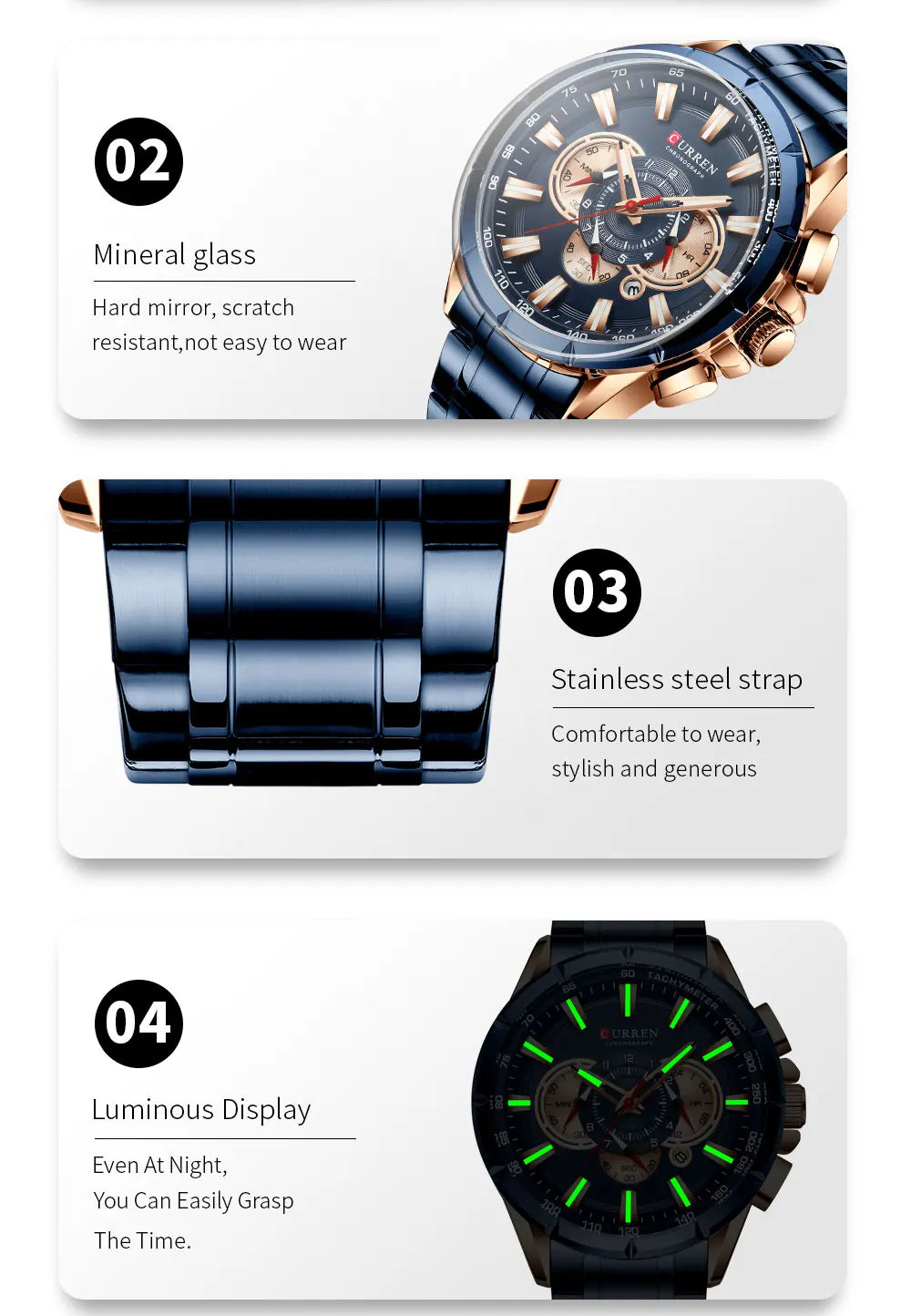 Curren 8363 Men Watch Business Casual Fashion Wristwatch 6-Hand Chronograph Quartz Luxury Relogio Masculino
