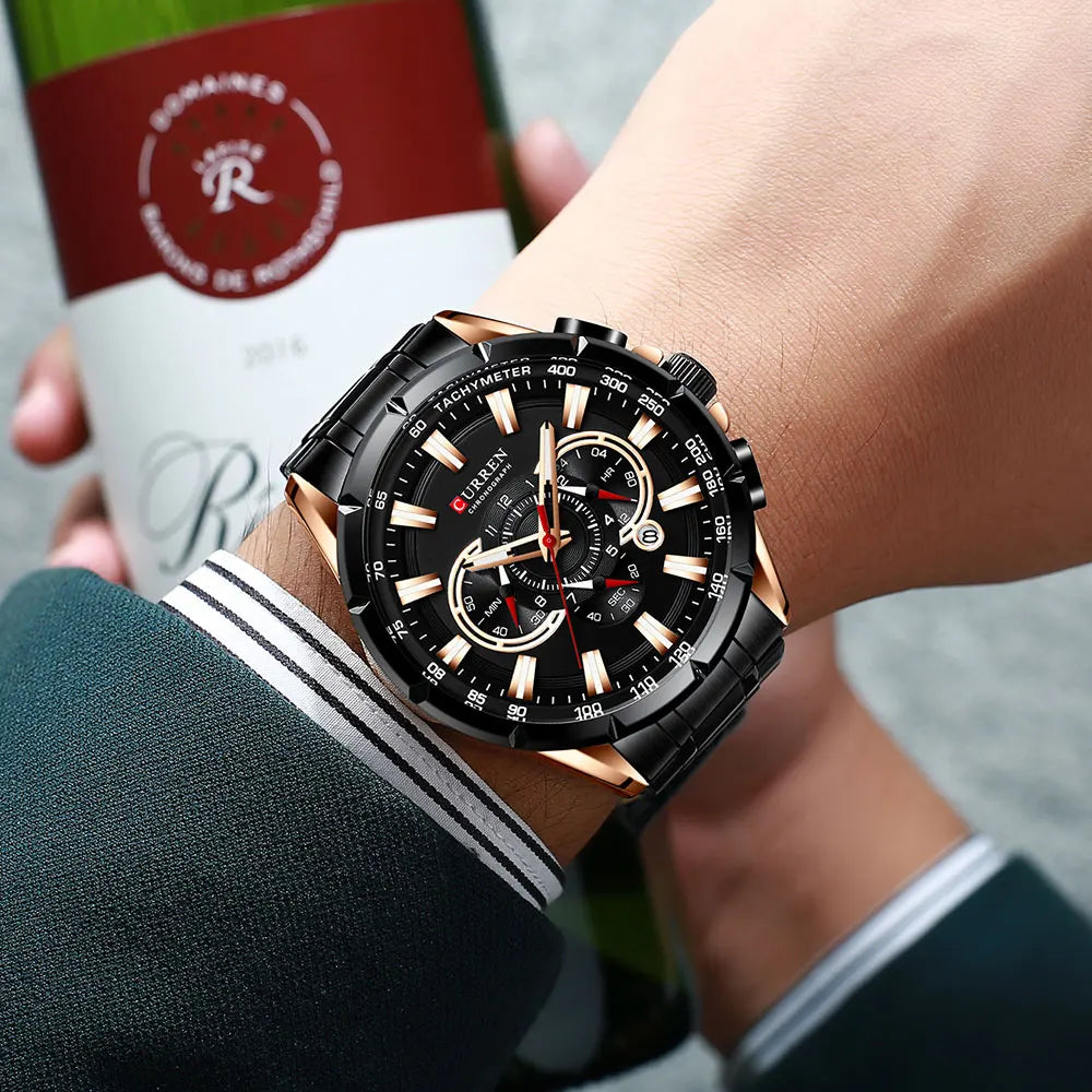 Curren 8363 Men Watch Business Casual Fashion Wristwatch 6-Hand Chronograph Quartz Luxury Relogio Masculino