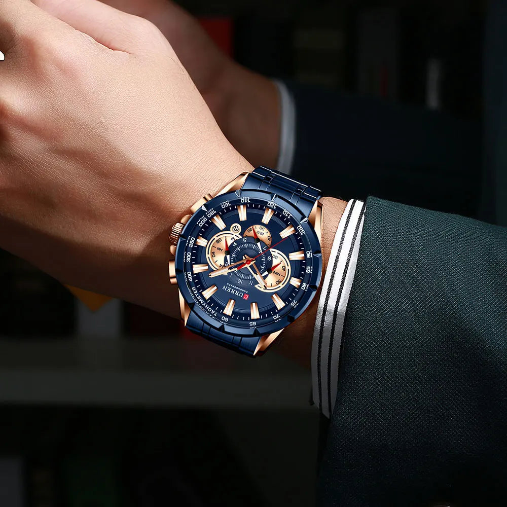 Curren 8363 Men Watch Business Casual Fashion Wristwatch 6-Hand Chronograph Quartz Luxury Relogio Masculino