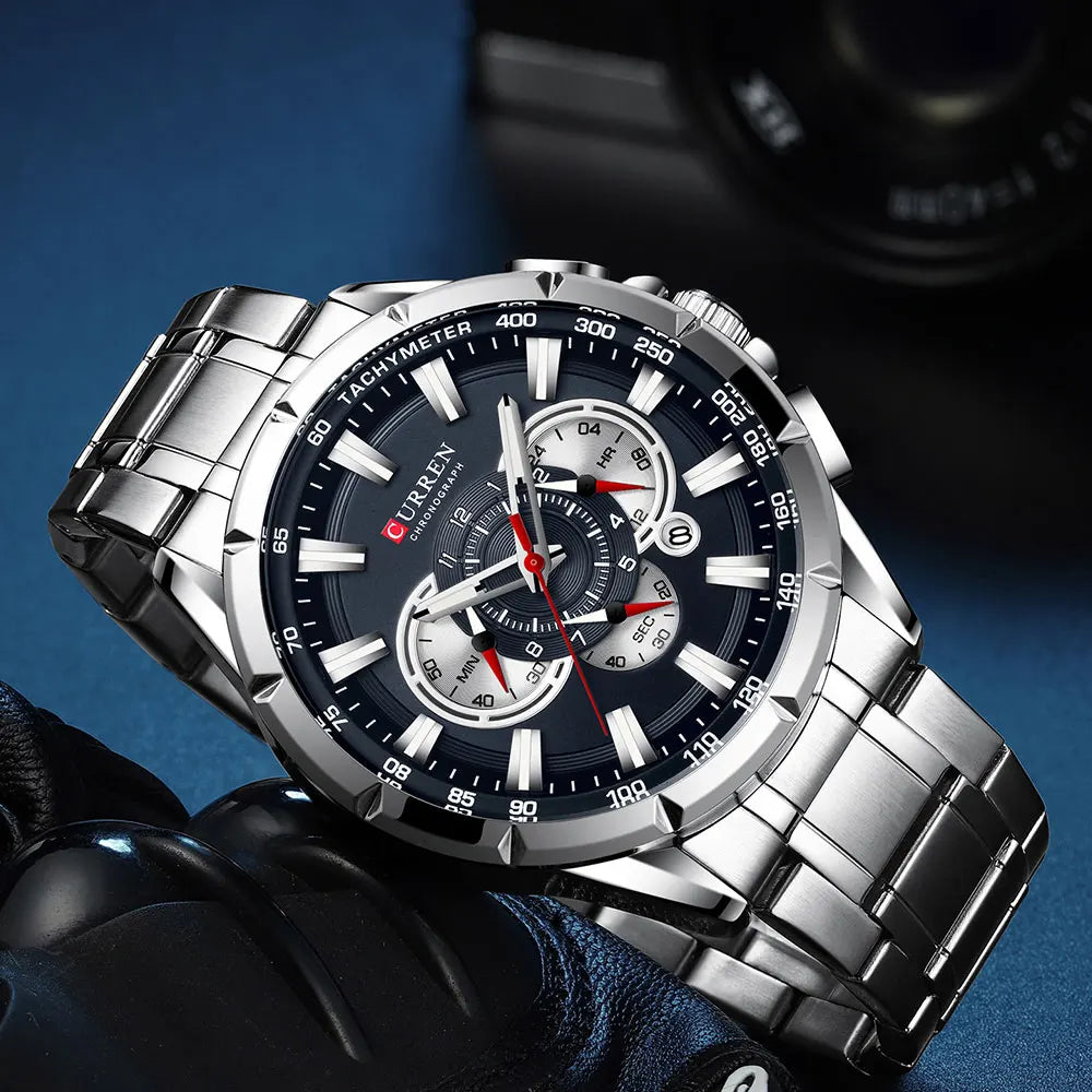 Curren 8363 Men Watch Business Casual Fashion Wristwatch 6-Hand Chronograph Quartz Luxury Relogio Masculino