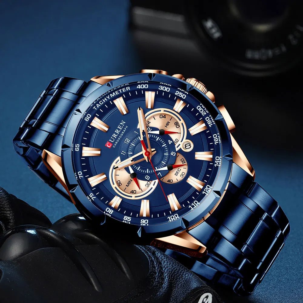 Curren 8363 Men Watch Business Casual Fashion Wristwatch 6-Hand Chronograph Quartz Luxury Relogio Masculino