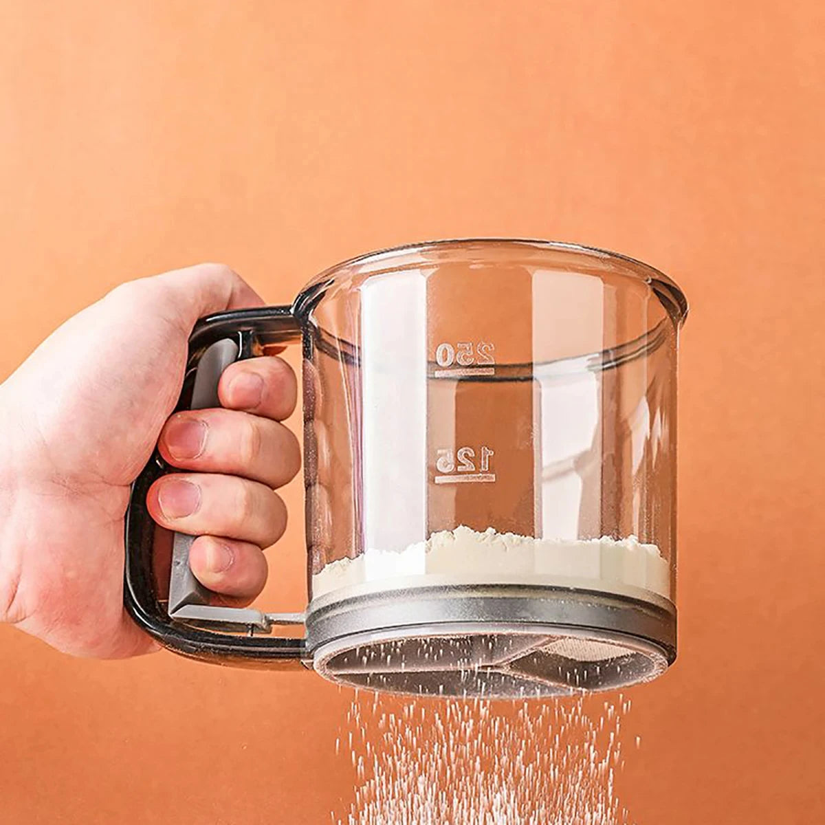 Kitchen Baking Cake Flour Sieve 40 Mesh Semi-automatic Filter Sieve Flour Sieve With Capacity Scale