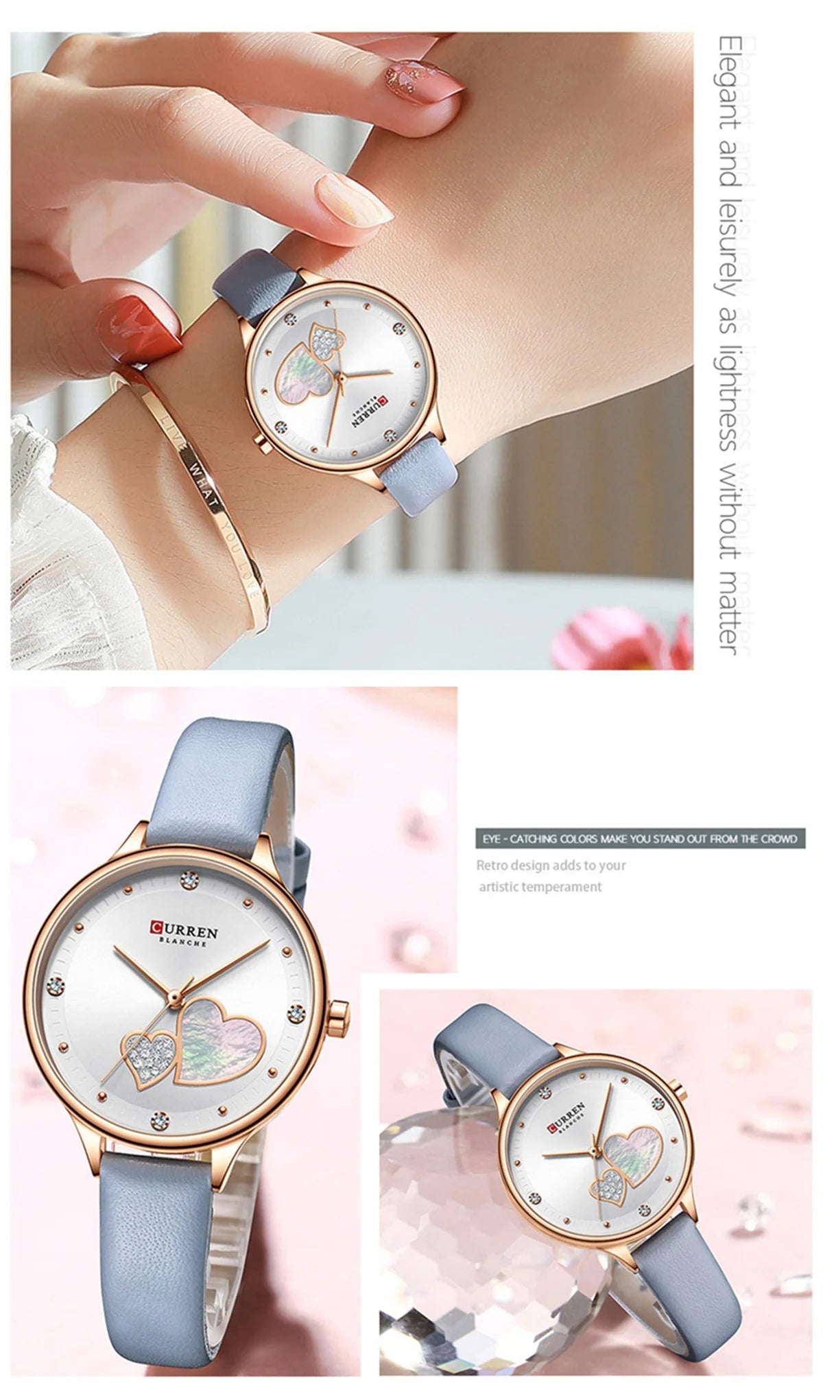 Curren 9077 watches for woman Top Brand Luxury Female Waterproof Clock Leather Bracelet Love Ladies Wristwatch reloj mujer