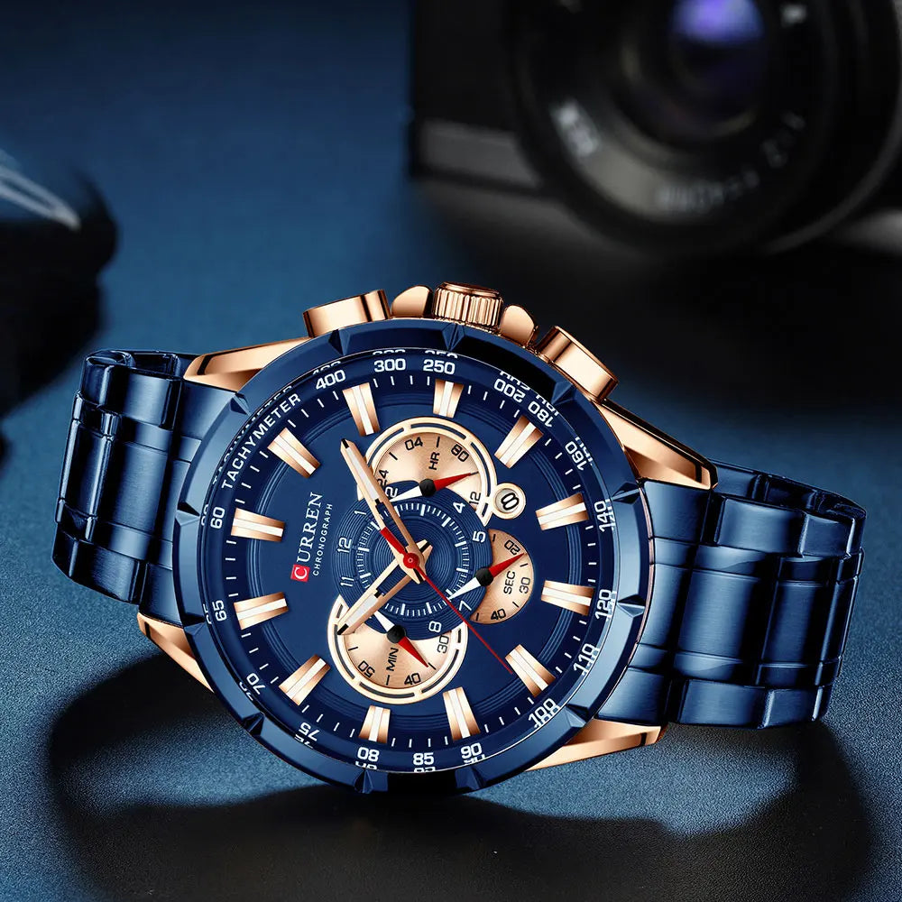 Curren 8363 Men Watch Business Casual Fashion Wristwatch 6-Hand Chronograph Quartz Luxury Relogio Masculino