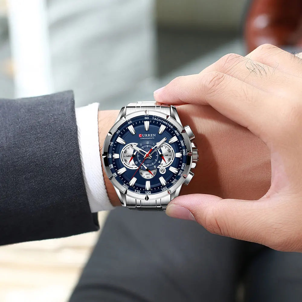 Curren 8363 Men Watch Business Casual Fashion Wristwatch 6-Hand Chronograph Quartz Luxury Relogio Masculino