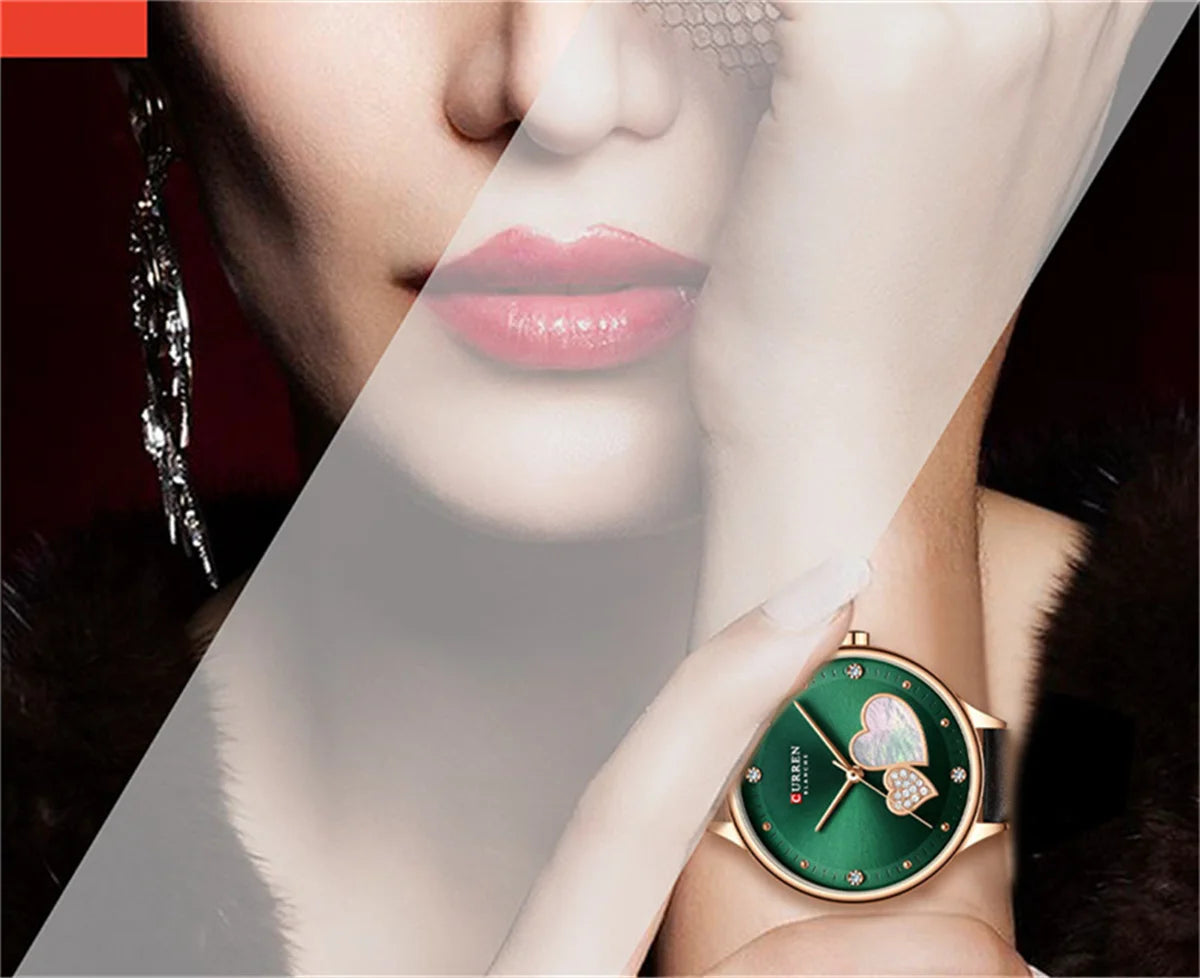 Curren 9077 watches for woman Top Brand Luxury Female Waterproof Clock Leather Bracelet Love Ladies Wristwatch reloj mujer