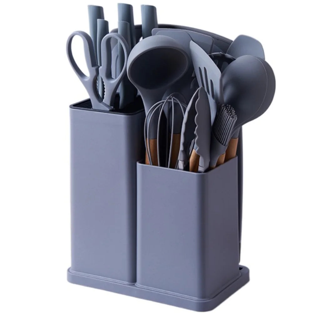 A Set 19 Pcs Pink Kitchen Utensils Silicone Heat-Resistant Cooking Utensils Set Durable Non-Stick Kitchen Tools Kitchen
