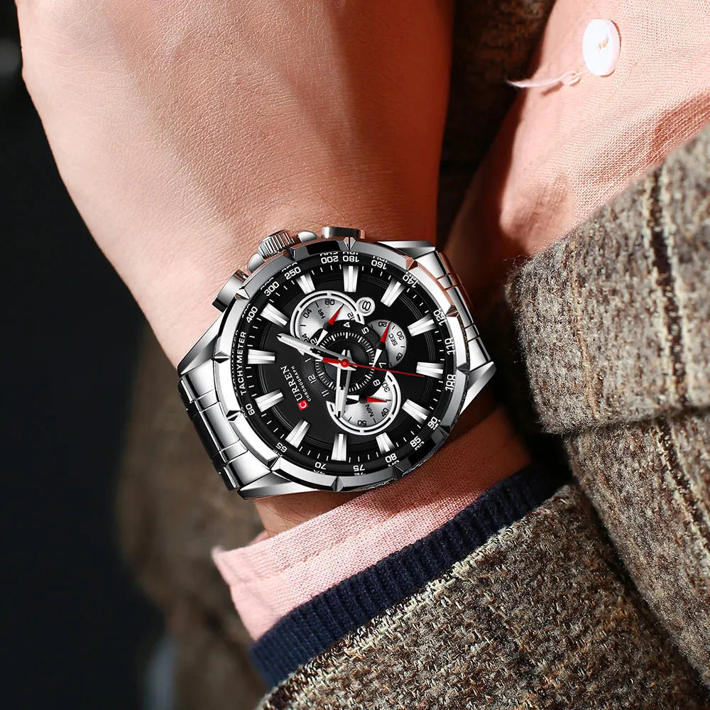 Curren 8363 Men Watch Business Casual Fashion Wristwatch 6-Hand Chronograph Quartz Luxury Relogio Masculino