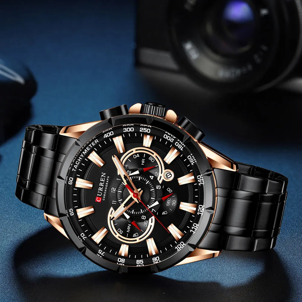 Curren 8363 Men Watch Business Casual Fashion Wristwatch 6-Hand Chronograph Quartz Luxury Relogio Masculino