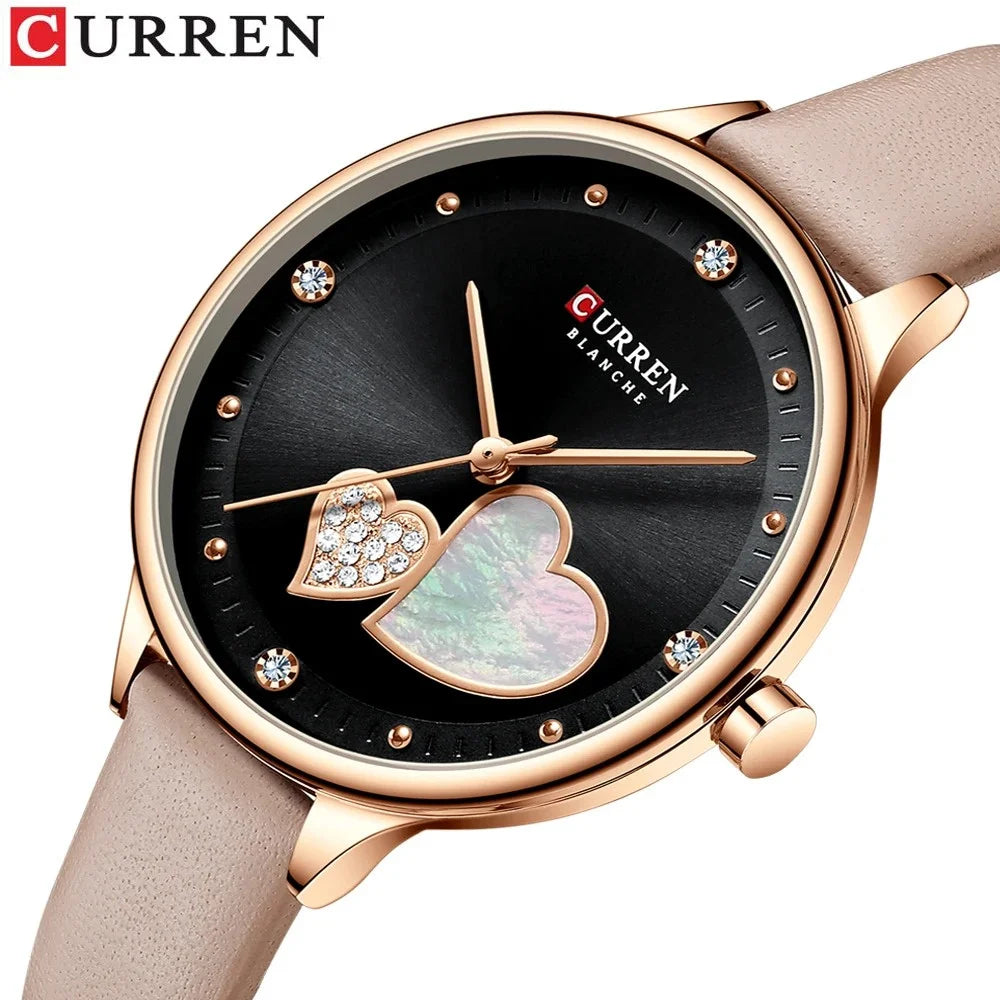 Curren 9077 watches for woman Top Brand Luxury Female Waterproof Clock Leather Bracelet Love Ladies Wristwatch reloj mujer