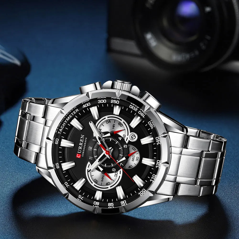 Curren 8363 Men Watch Business Casual Fashion Wristwatch 6-Hand Chronograph Quartz Luxury Relogio Masculino
