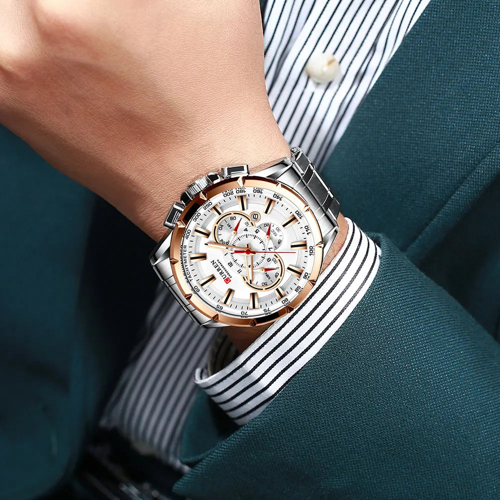 Curren 8363 Men Watch Business Casual Fashion Wristwatch 6-Hand Chronograph Quartz Luxury Relogio Masculino