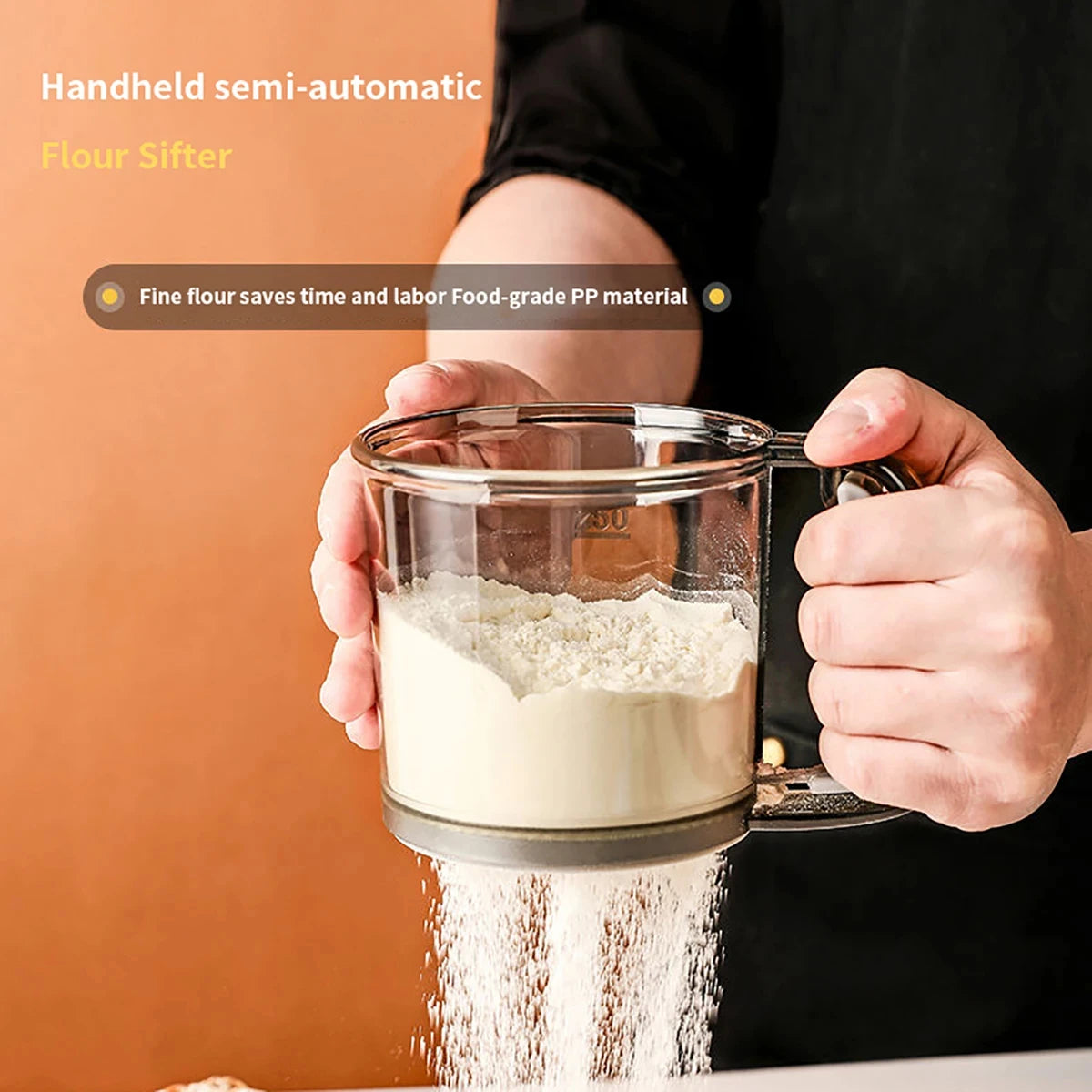 Kitchen Baking Cake Flour Sieve 40 Mesh Semi-automatic Filter Sieve Flour Sieve With Capacity Scale