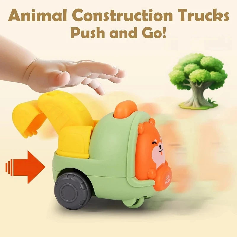 Baby Animal Car Toys Toddler Press and Go Cars Pull Back Car Light Up Toys Wind-up Cars for Kids 1 2 Year Old Boy Birthday Gifts