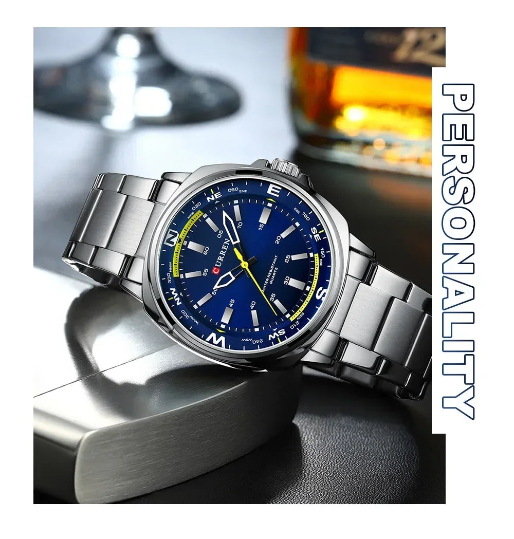 CURREN New Watches for Men Top Brand Luxury Fashion Business Quartz Men’s Wristwatch Stainless Steel Waterproof Sports Clock